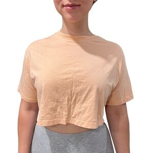 H&M Pink Peace Orange Acid Boxy Crop T-Shirt Small Y2K Streetwear 90s Athletic